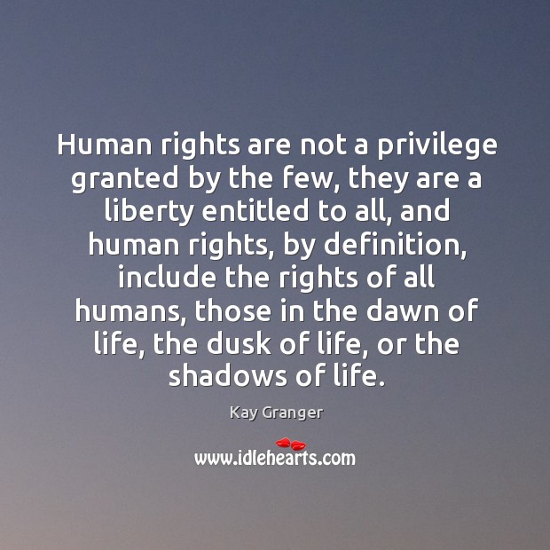 Human rights are not a privilege granted by the few, they are a liberty entitled to all Kay Granger Picture Quote