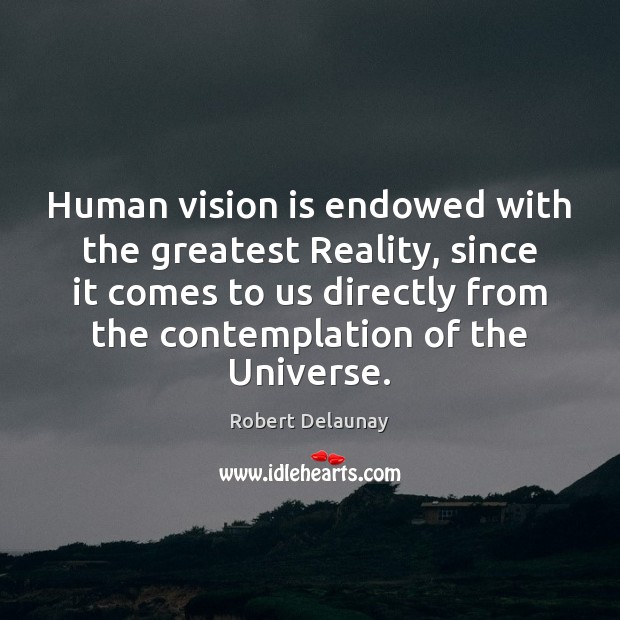 Human vision is endowed with the greatest Reality, since it comes to Robert Delaunay Picture Quote
