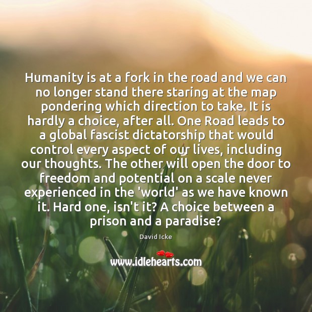 Humanity is at a fork in the road and we can no David Icke Picture Quote