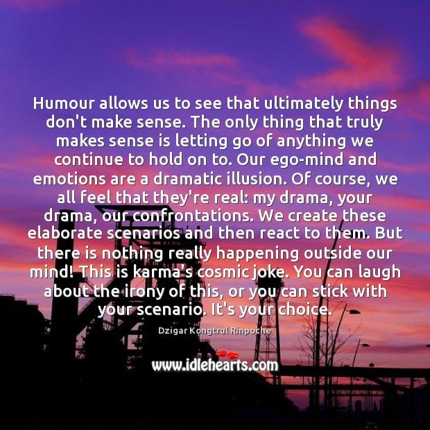 Humour allows us to see that ultimately things don’t make sense. The Letting Go Quotes Image