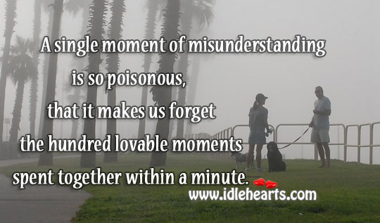 Single moment of misunderstanding is so poisonous. Misunderstanding Quotes Image