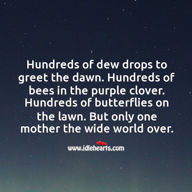 Hundreds of dewdrops to greet the dawn. Mother Quotes Image