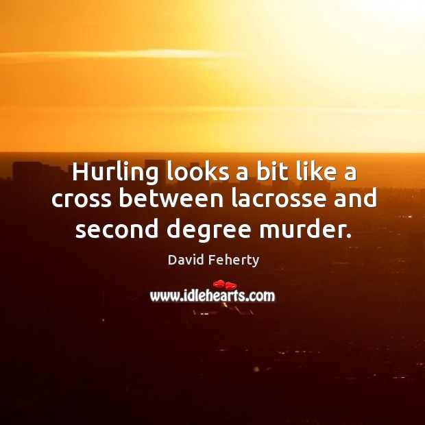 Hurling looks a bit like a cross between lacrosse and second degree murder. David Feherty Picture Quote