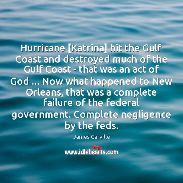 Hurricane [Katrina] hit the Gulf Coast and destroyed much of the Gulf Failure Quotes Image