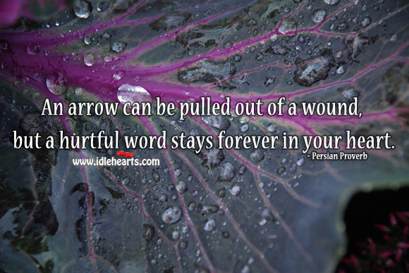 An arrow can be pulled out of a wound, but a hurtful word stays forever. Persian Proverbs Image