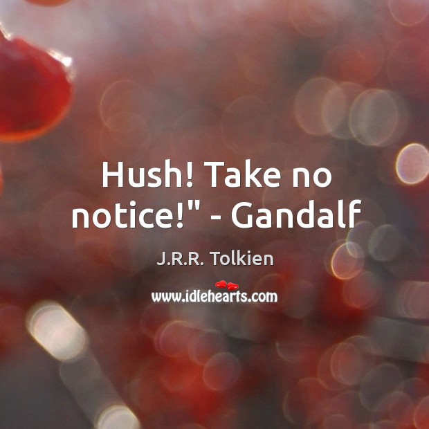 Hush! Take no notice!” – Gandalf Image