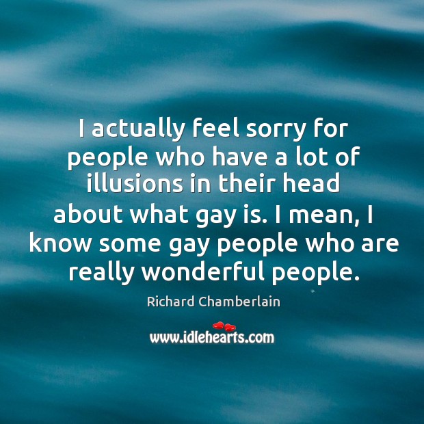 I actually feel sorry for people who have a lot of illusions in their head about what gay is. Richard Chamberlain Picture Quote