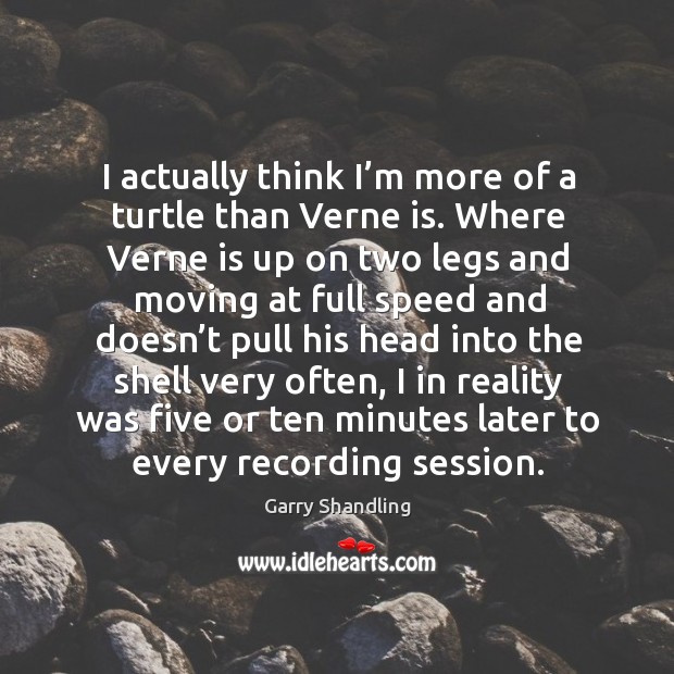 I actually think I’m more of a turtle than verne is. Where verne is up on two legs and moving Garry Shandling Picture Quote