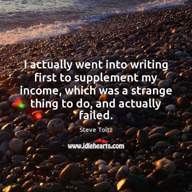 I actually went into writing first to supplement my income, which was Steve Toltz Picture Quote