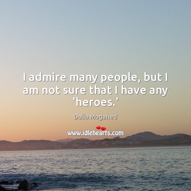 I admire many people, but I am not sure that I have any ‘heroes.’ Dalia Mogahed Picture Quote