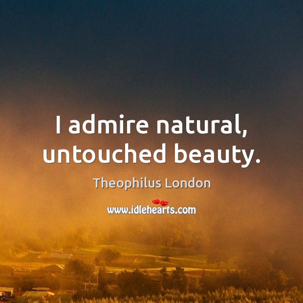 I admire natural, untouched beauty. Theophilus London Picture Quote