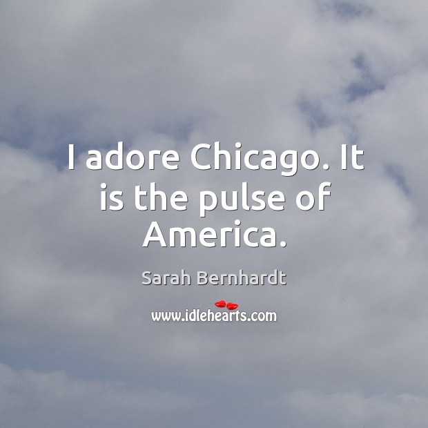I adore chicago. It is the pulse of america. Sarah Bernhardt Picture Quote