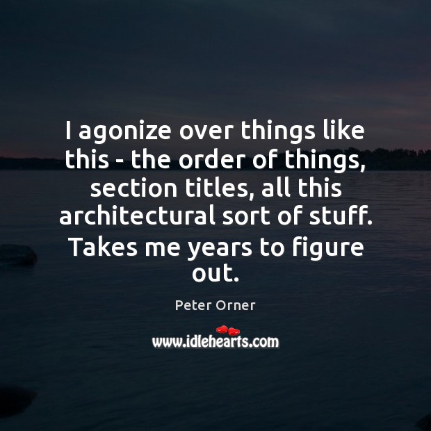 I agonize over things like this – the order of things, section Peter Orner Picture Quote