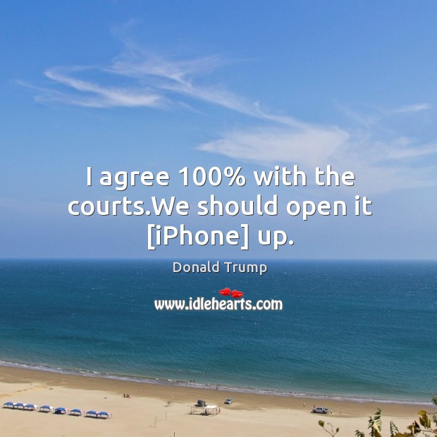 I agree 100% with the courts.We should open it [iPhone] up. Agree Quotes Image