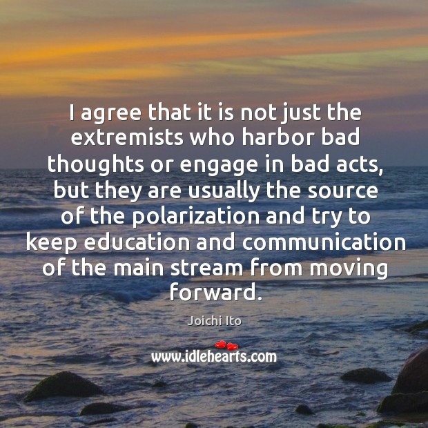 I agree that it is not just the extremists who harbor bad thoughts or engage in bad acts Joichi Ito Picture Quote