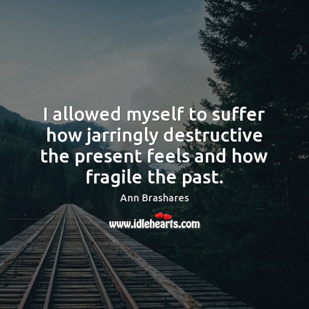 I allowed myself to suffer how jarringly destructive the present feels and Ann Brashares Picture Quote