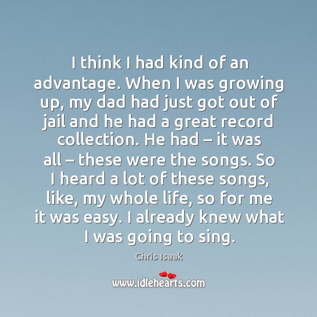 I already knew what I was going to sing. Chris Isaak Picture Quote