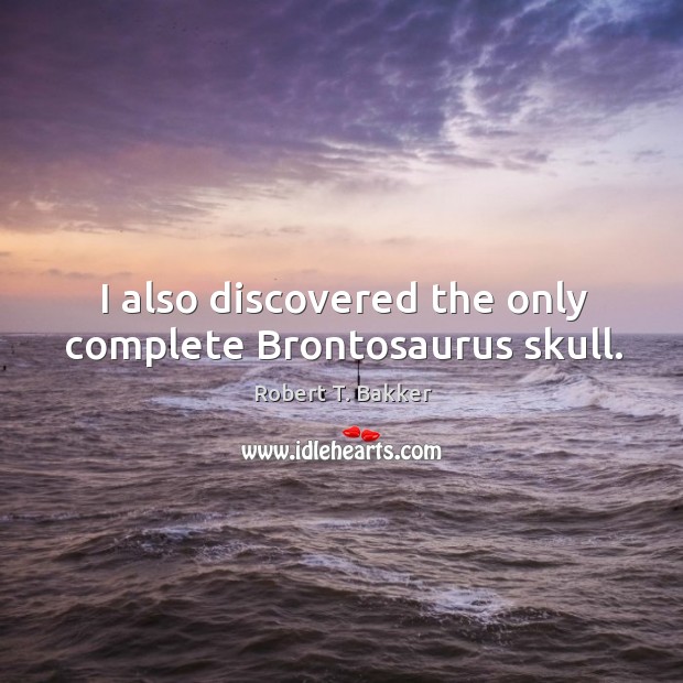 I also discovered the only complete brontosaurus skull. Image