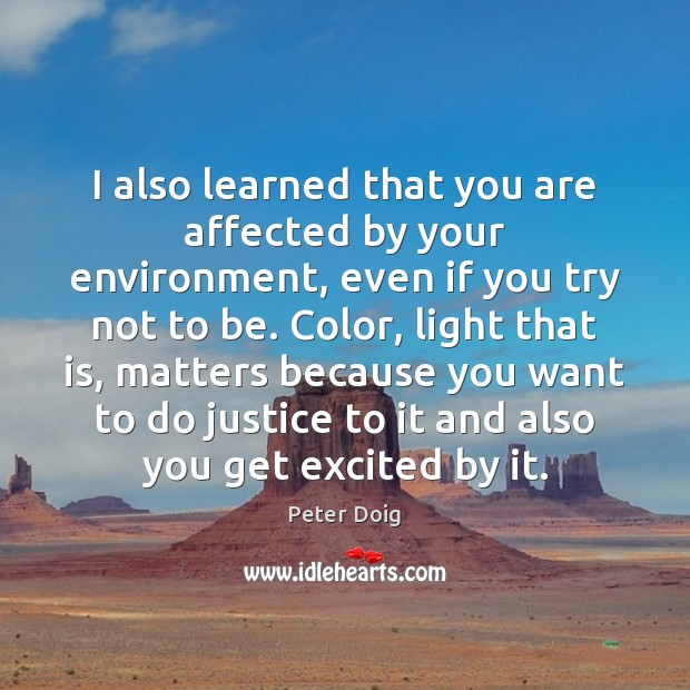 I also learned that you are affected by your environment, even if Peter Doig Picture Quote