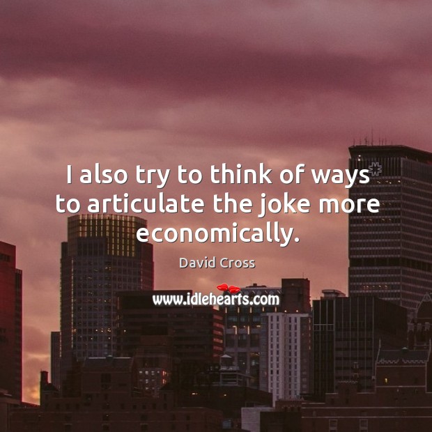 I also try to think of ways to articulate the joke more economically. David Cross Picture Quote