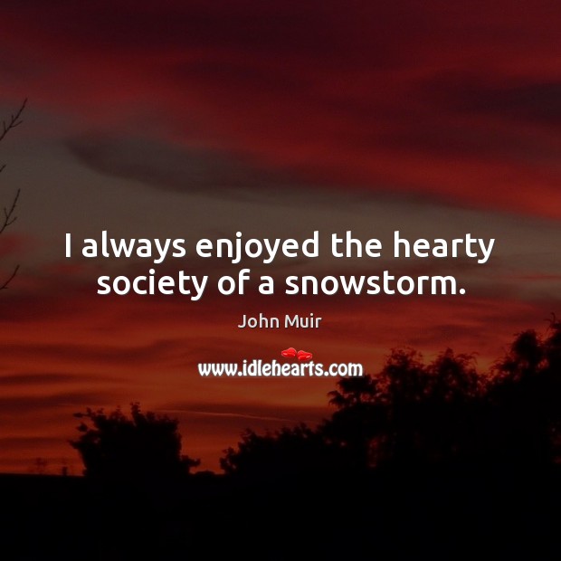 I always enjoyed the hearty society of a snowstorm. John Muir Picture Quote