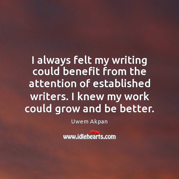 I always felt my writing could benefit from the attention of established 