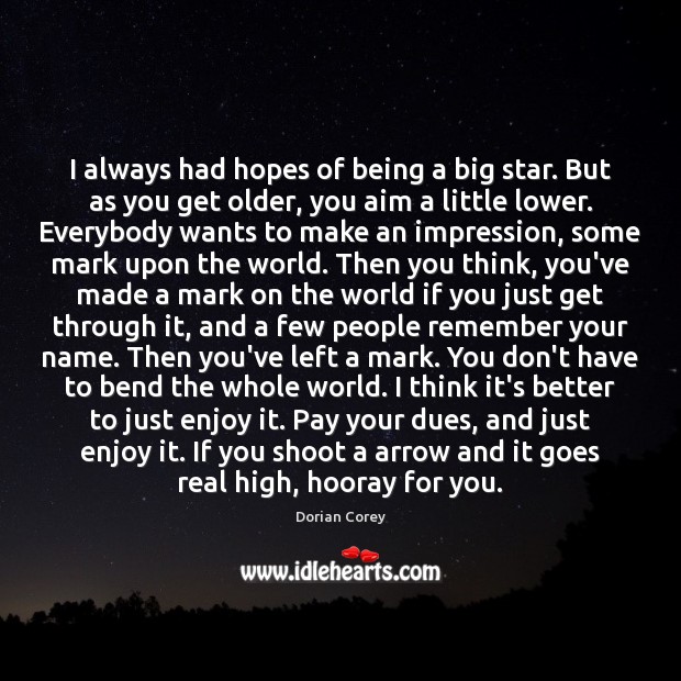I always had hopes of being a big star. But as you Dorian Corey Picture Quote