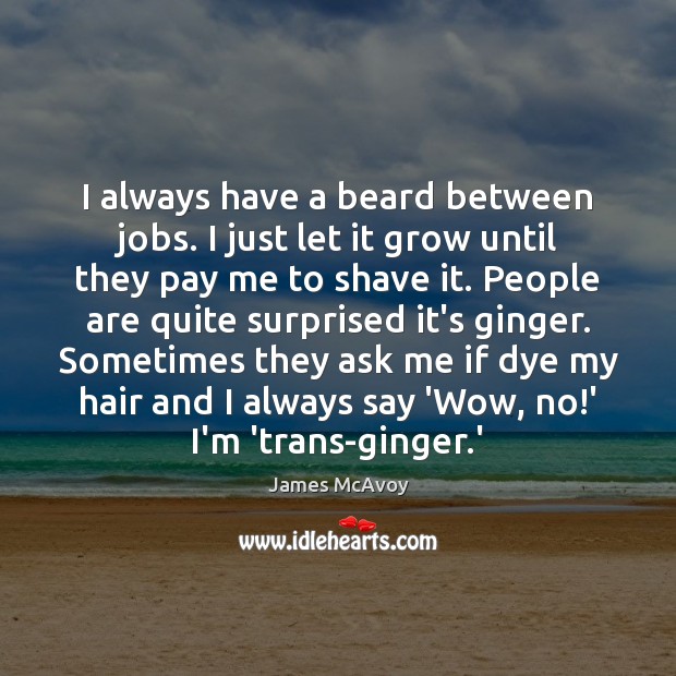 I always have a beard between jobs. I just let it grow James McAvoy Picture Quote