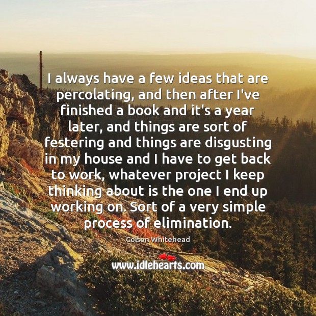 I always have a few ideas that are percolating, and then after Colson Whitehead Picture Quote