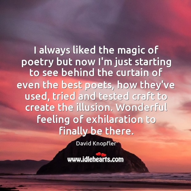 I always liked the magic of poetry but now I’m just starting David Knopfler Picture Quote