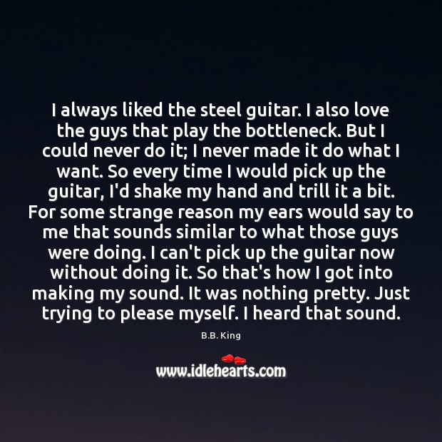 I always liked the steel guitar. I also love the guys that B.B. King Picture Quote