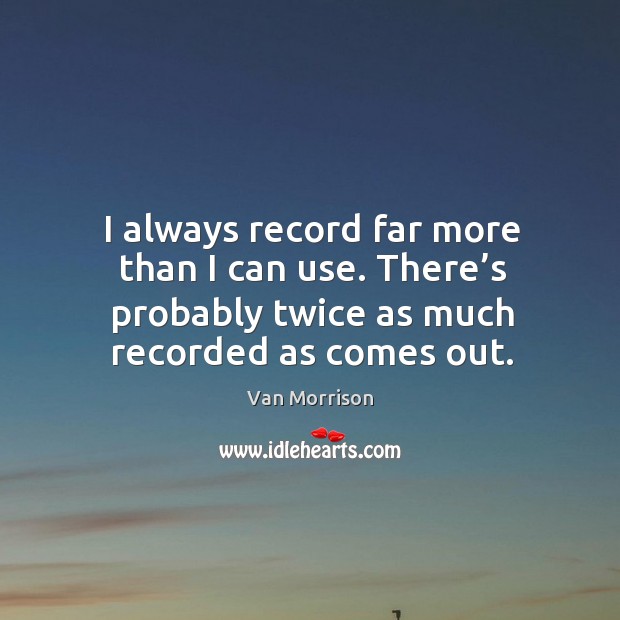 I always record far more than I can use. There’s probably twice as much recorded as comes out. Image