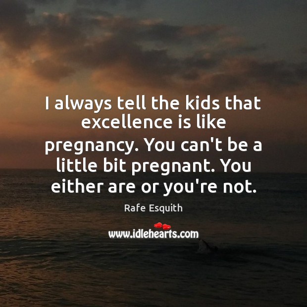 I always tell the kids that excellence is like pregnancy. You can’t Rafe Esquith Picture Quote