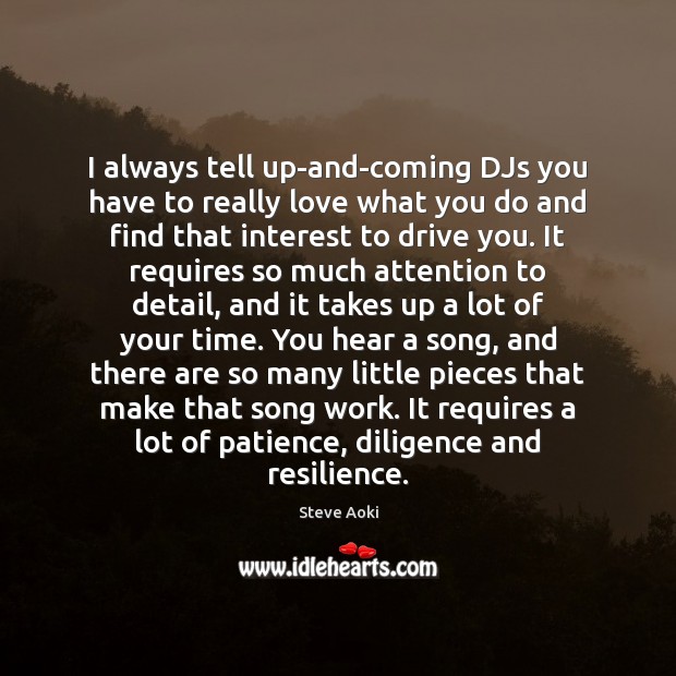 I always tell up-and-coming DJs you have to really love what you Driving Quotes Image
