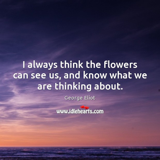 I always think the flowers can see us, and know what we are thinking about. George Eliot Picture Quote