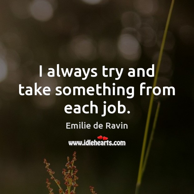 I always try and take something from each job. Emilie de Ravin Picture Quote