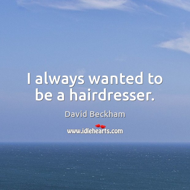 I always wanted to be a hairdresser. David Beckham Picture Quote
