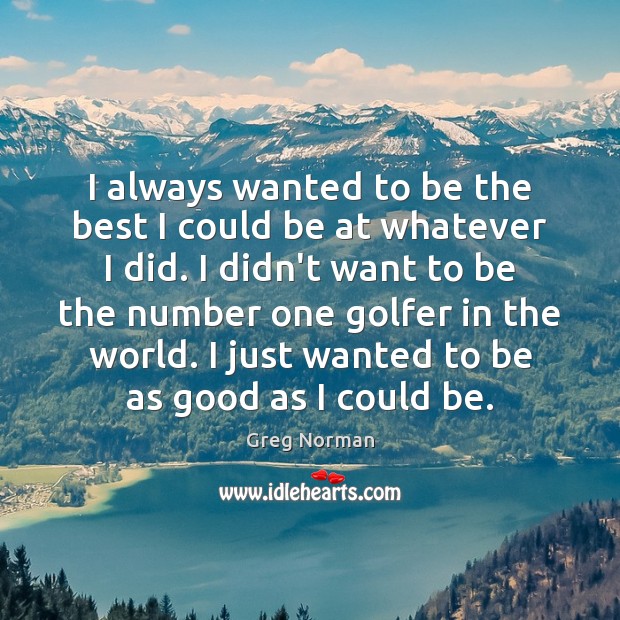 I always wanted to be the best I could be at whatever Greg Norman Picture Quote