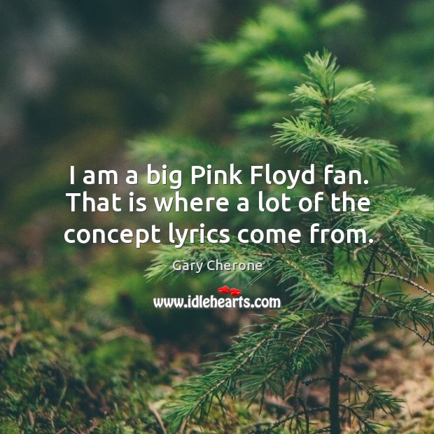 I am a big pink floyd fan. That is where a lot of the concept lyrics come from. Gary Cherone Picture Quote
