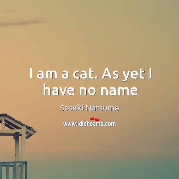 I am a cat. As yet I have no name Soseki Natsume Picture Quote