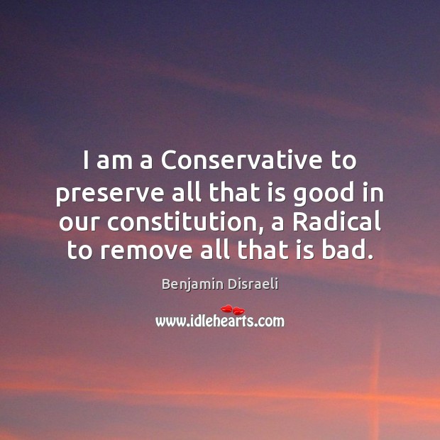 I am a Conservative to preserve all that is good in our Image
