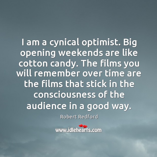 I am a cynical optimist. Big opening weekends are like cotton candy. Image