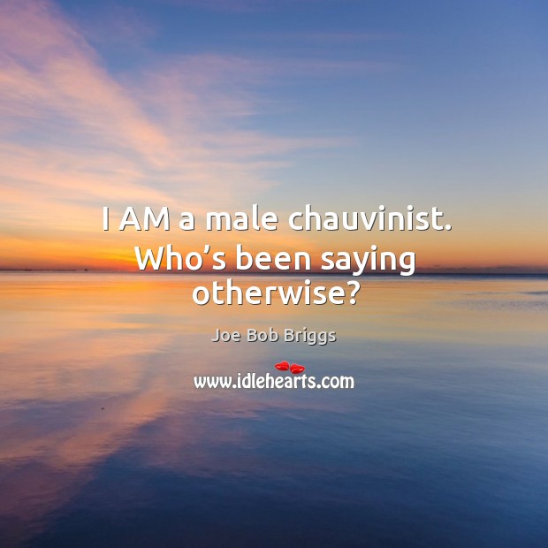 I am a male chauvinist. Who’s been saying otherwise? Image