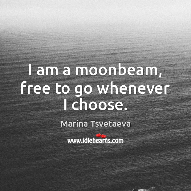 I am a moonbeam, free to go whenever I choose. Marina Tsvetaeva Picture Quote