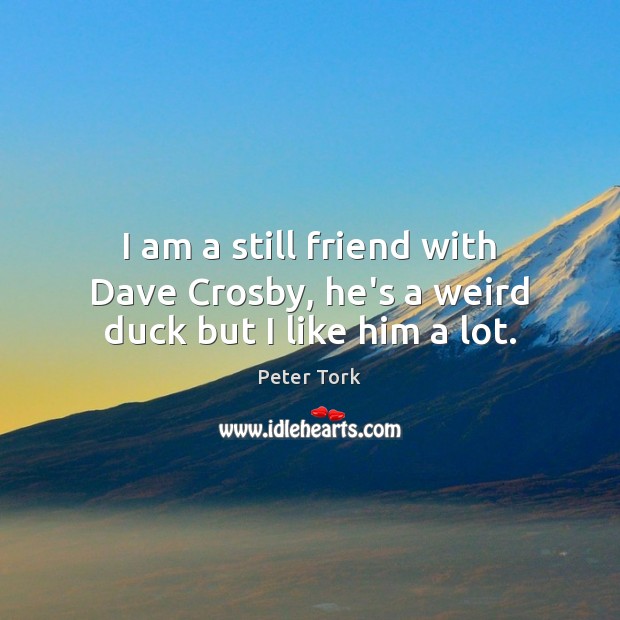 I am a still friend with Dave Crosby, he’s a weird duck but I like him a lot. Peter Tork Picture Quote