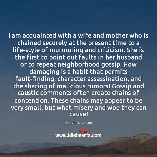 I am acquainted with a wife and mother who is chained securely Image