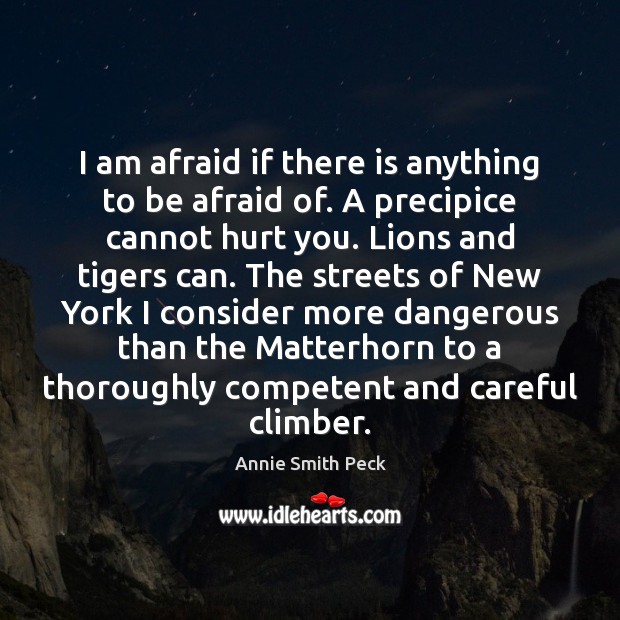 I am afraid if there is anything to be afraid of. A Annie Smith Peck Picture Quote