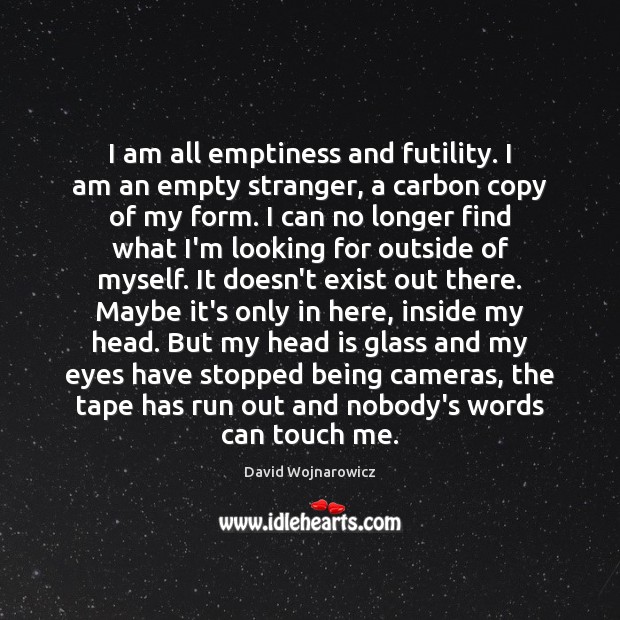 I am all emptiness and futility. I am an empty stranger, a David Wojnarowicz Picture Quote