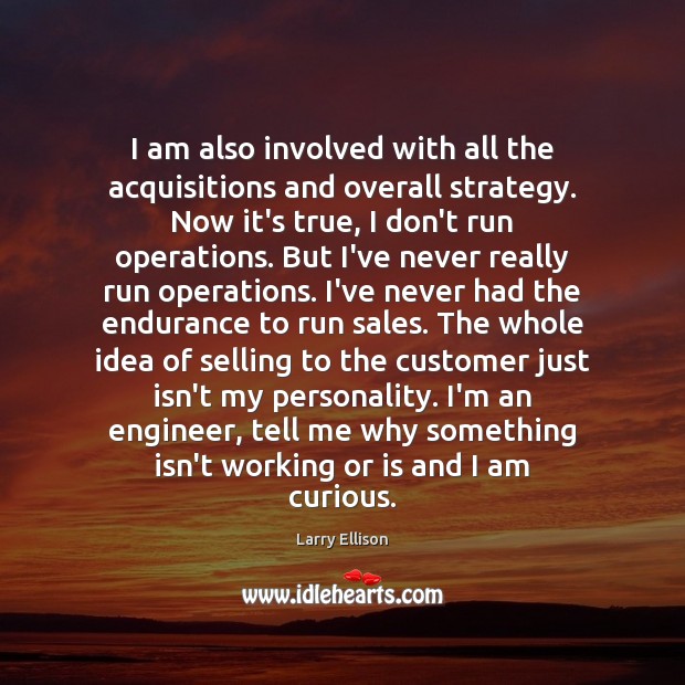 I am also involved with all the acquisitions and overall strategy. Now Larry Ellison Picture Quote