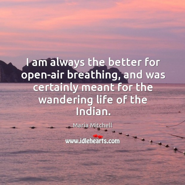 I am always the better for open-air breathing, and was certainly meant for the wandering life of the indian. Image